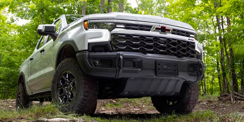 Silverado 1500 white in forest
